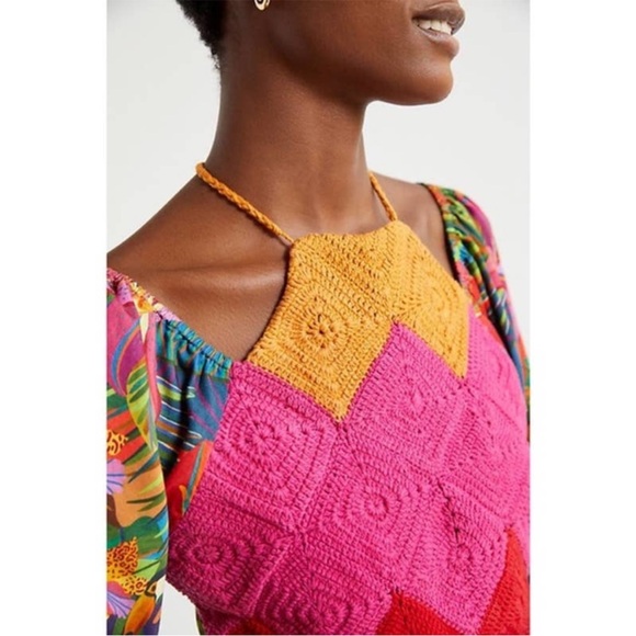 NWOT Farm Rio Multicolor Crochet Top Small - Picture 2 of 9